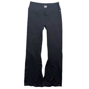 QQQ Women's XL Black Ribbed V-Waist‎ Flared Leggings Yoga Pants Activewear
